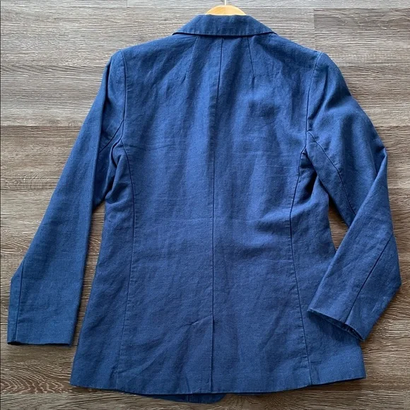 Old Navy Linen Cotton Navy Blue Fully Lined Blazer Jacket Size Small - Picture 3 of 9